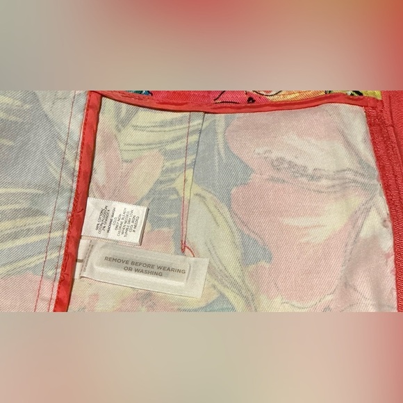 LOFT Pink and Blue Knee-Length Pencil Skirt tropical print pink birds size 12 - Picture 9 of 9